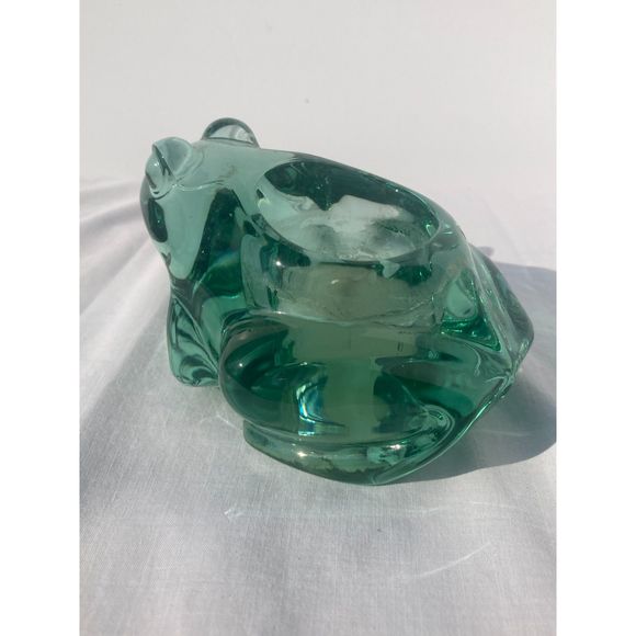 Indiana Glass Green Glass Frog Votive Candle / Paperweight #07138 Novelty Glass - Picture 8 of 10